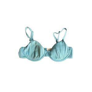 Andie Swimwear Womens Small Blue Silver The Bermuda Bikini Top Stripe Underwire